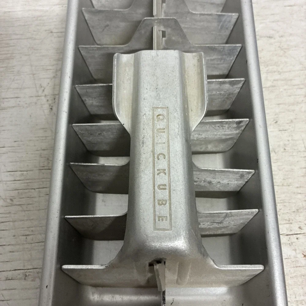 Vintage Aluminum Frigidaire Quickube 20 Ice Cube Tray Silver Tone
